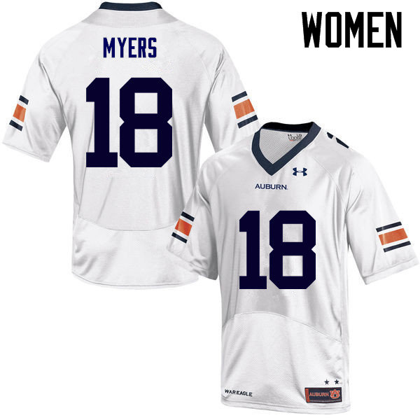 Women Auburn Tigers #18 Jayvaughn Myers College Football Jerseys Sale-White - Click Image to Close